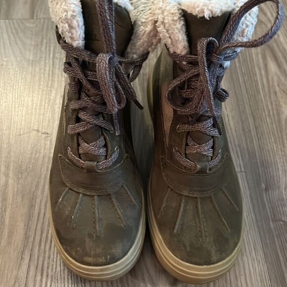 MERRELL WOMENS HAVEN MID LACE WATERPROOF BOOT GRAY AND OLIVE GREEN SIZE 6 - Picture 4 of 8